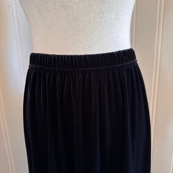 Vintage 90s Boho Black Velvet Maxi Skirt M - Picture 3 of 6